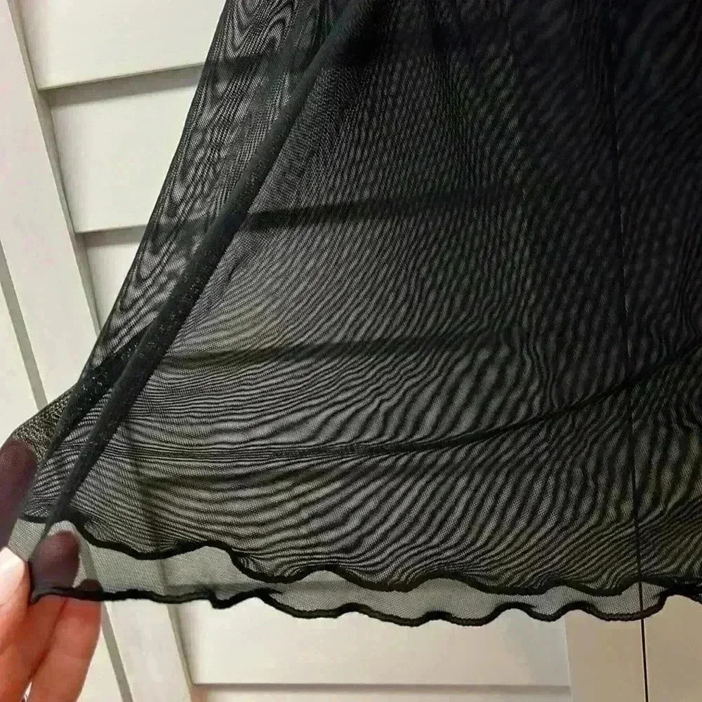 Black Mesh CoverUp Skirt with Drawstring - Size S - Picture 3 of 3